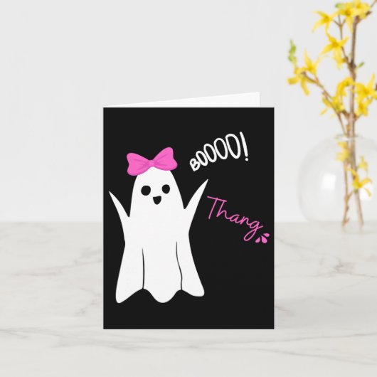 Boo Thang Thing Ghost Pink Bow Schattige voor Hall Kaart (Gele Bloem)