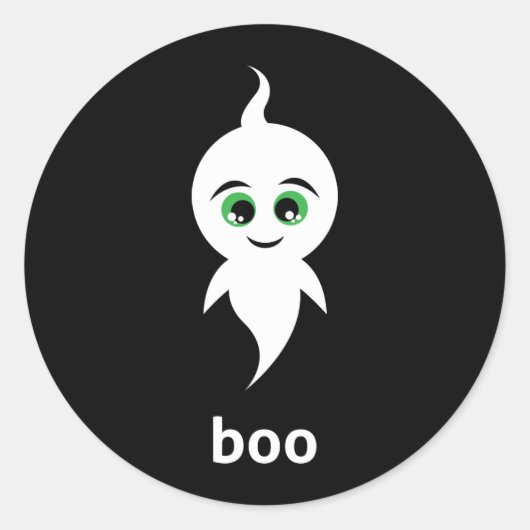 Boo the Ghost Ronde Sticker (Voorkant)