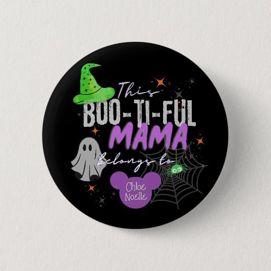 Boo-ti-ful Mama Pin | Aangepaste Halloween Gift Ronde Button 5,7 Cm (Voorkant)