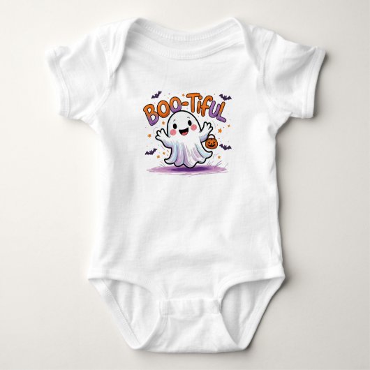 Boo-tiful Baby Ghost Halloween Outfit Romper (Voorkant)