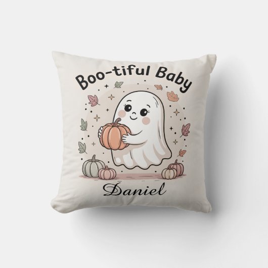 Boo-tiful Baby Schattige Ghost Halloween Kussen (Voorkant)