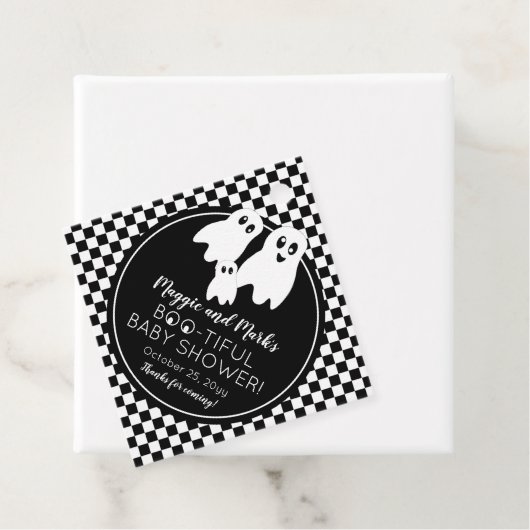 BOO - TIFUL Baby shower BW Halloween Dank je Bedankjes Labels
