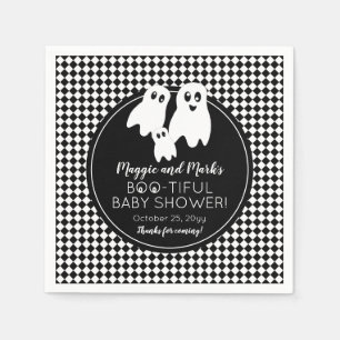 BOO - TIFUL Baby shower BW Halloween Dank je Servet