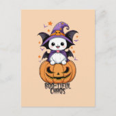 Boo-tiful Chaos | Vleermuizen, Petten en pompoenen Briefkaart (Voorkant)