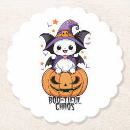 Boo-tiful Chaos | Vleermuizen, Petten en pompoenen Kartonnen Onderzetters