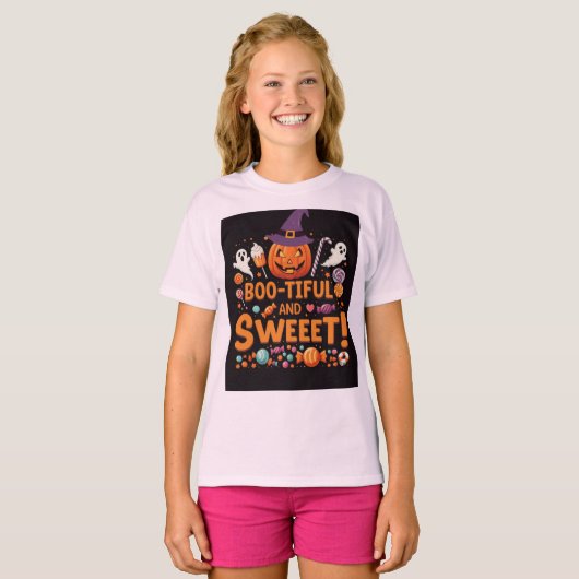 Boo Tiful Family Matching Halloween Meisjes T-shir T-shirt (Voorkant volledig)