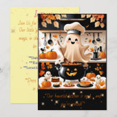 Boo-tiful Feast – Kawaii Geesten Kookfeest Uitnodi Kaart (Voorkant / Achterkant)