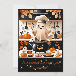 Boo-tiful Feast – Kawaii Geesten Kookfeest Uitnodi Kaart