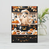 Boo-tiful Feast – Kawaii Spook Kookfeest Uitnodigi Kaart (Staand voorkant)