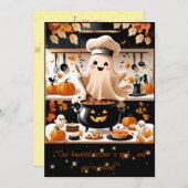 Boo-tiful Feast – Kawaii Spook Kookfeest Uitnodigi Kaart (Voorkant / Achterkant)