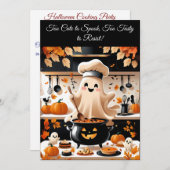 Boo-tiful Feest – Kawaii Geesten Kookuitnodiging Kaart (Voorkant / Achterkant)