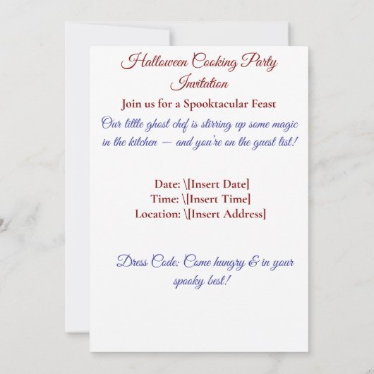 Boo-tiful Feest – Uitnodiging voor kawaii spook ko (Achterkant)