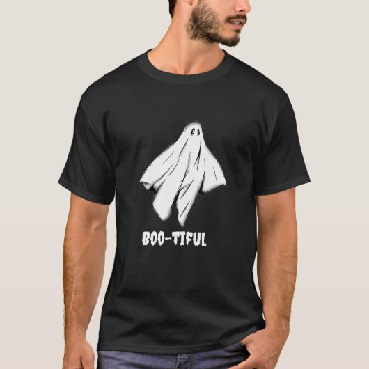 Boo-tiful Ghost | Schattige T-shirt Zwart & Wit Ha (Voorkant)