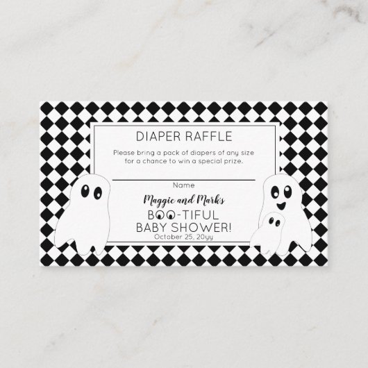 BOO-TIFUL Halloween Baby shower Luier Raffle Informatiekaartje (Voorkant)
