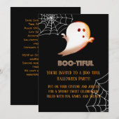 Boo-tiful Halloween Ghost kinder feestuitnodiging Kaart (Voorkant / Achterkant)