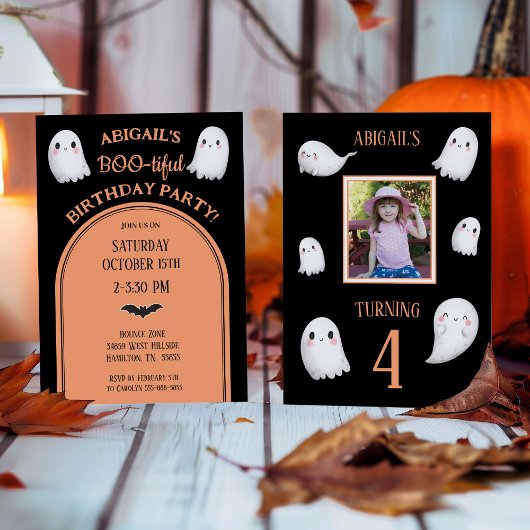 BOO-tiful Halloween Girl's Birthday Invitation Kaart