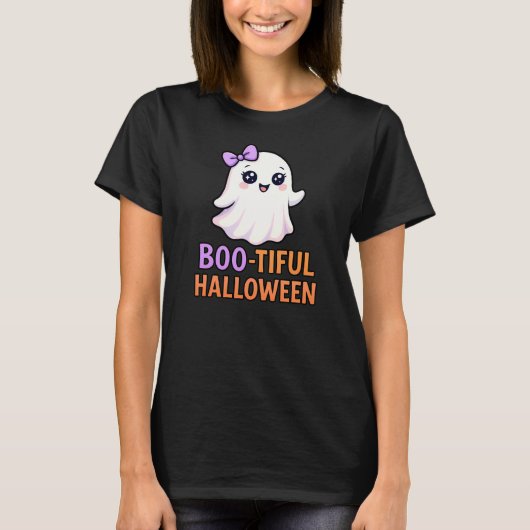 Boo-tiful Halloween Schattigee geest T-shirt (Voorkant)