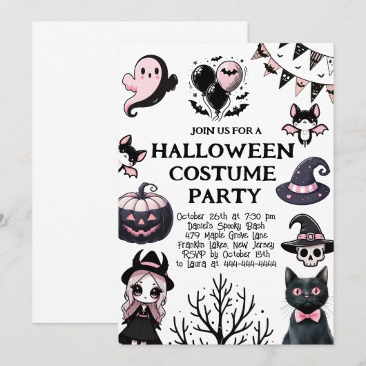 Boo-tiful Kostuumfeest Halloween Uitnodigen Kaart (Voorkant / Achterkant)