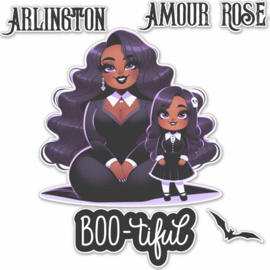 Boo-tiful Mammy & Me Schattigee etnische Halloween Sticker (Voorkant)