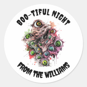 Boo-tiful nacht Halloween Ghost Eyes Ronde Sticker
