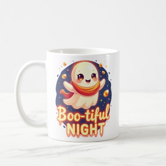 Boo-tiful Night Cute Halloween Ghost Mug Koffiemok (Links)