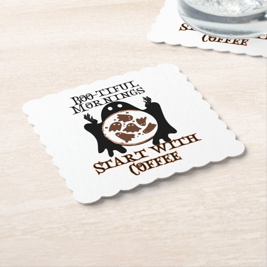Boo-tiful ochtenden Begin met Coffee.w Kartonnen Onderzetters (Gebogen)