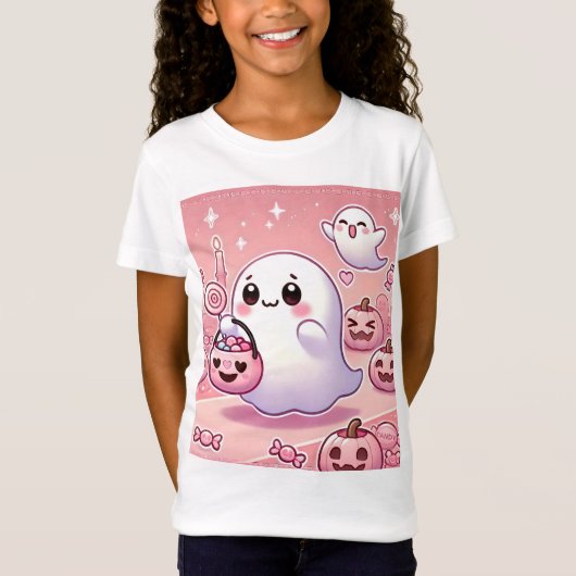 👻🎀 Boo-tiful Pinkoween T-shirt voor meisjes! 🎀� (Voorkant)