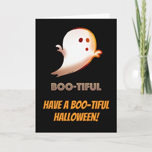 Boo-tiful Schattige Ghost Halloween Kaart (Voorkant)