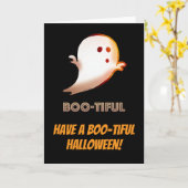Boo-tiful Schattige Ghost Halloween Kaart (Gele Bloem)
