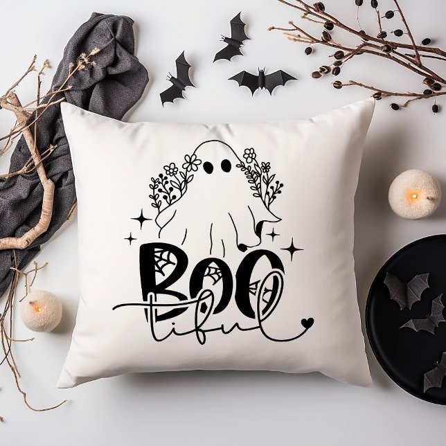 Boo-Tiful Schattige Ghost Halloween T-shirt Kussen (Creator heeft geüpload)