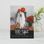 Boo-tiful & Spooky Happy Halloween Foto Kaart (Staand voorkant)
