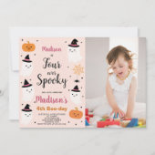 Boo-tiful Vier Kinder Halloween Verjaardag Uitnodi Kaart (Voorkant)