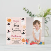 Boo-tiful Vier Kinder Halloween Verjaardag Uitnodi Kaart (Staand voorkant)