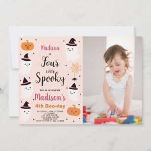 Boo-tiful Vier Kinder Halloween Verjaardag Uitnodi Kaart