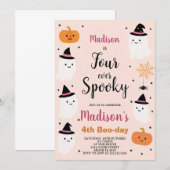 Boo-tiful Vier Kinder Halloween Verjaardag Uitnodi Kaart (Voorkant / Achterkant)