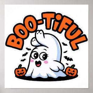 Boo-tiful Vrouw Spook van Halloween in Yoga Pose Poster