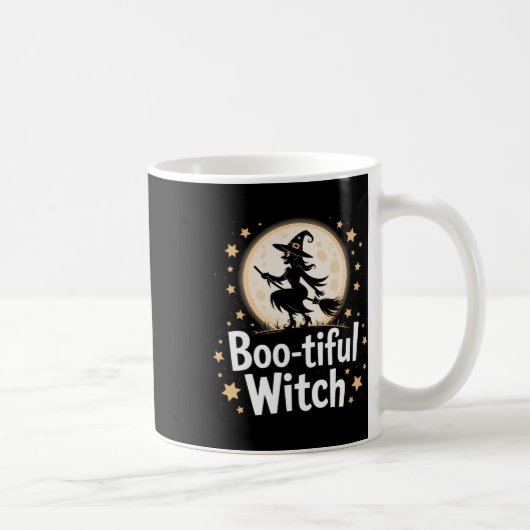 Boo-tiful Witch Silhouette Halloween Witch Moon 1 Koffiemok (Rechts)