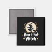 Boo-tiful Witch Silhouette Halloween Witch Moon 1 Magneet (Voorkant / Achterkant)