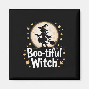 Boo-tiful Witch Silhouette Halloween Witch Moon 1 Magneet