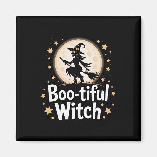 Boo-tiful Witch Silhouette Halloween Witch Moon 1 Magneet (Voorkant)