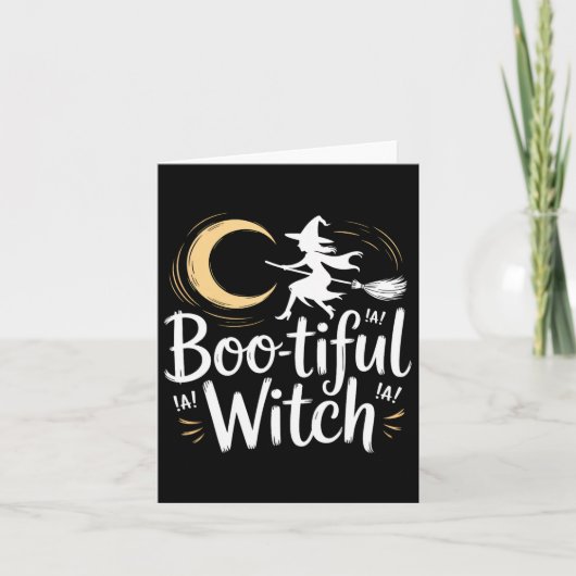 Boo-tiful Witch Silhouette Halloween Witch Moon Kaart (Voorkant)