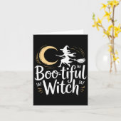 Boo-tiful Witch Silhouette Halloween Witch Moon Kaart (Gele Bloem)