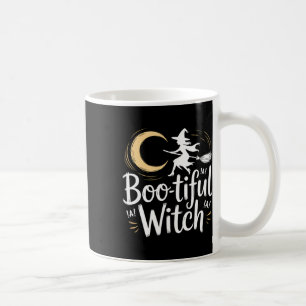Boo-tiful Witch Silhouette Halloween Witch Moon Koffiemok
