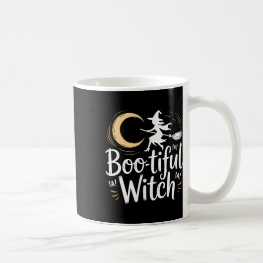 Boo-tiful Witch Silhouette Halloween Witch Moon Koffiemok (Rechts)