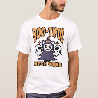 Boo-tiful Witch Vibes – Cute Spooky Cat Halloween T-shirt