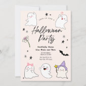 Boo-tifully Schattige Ghosts Halloween Party Kaart (Voorkant)