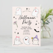 Boo-tifully Schattige Ghosts Halloween Party Kaart (Staand voorkant)