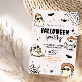 Boo-tifully Schattige Ghosts Halloween Party Kaart