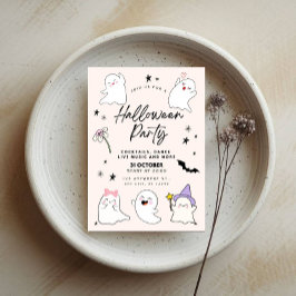 Boo-tifully Schattige Ghosts Halloween Party Kaart