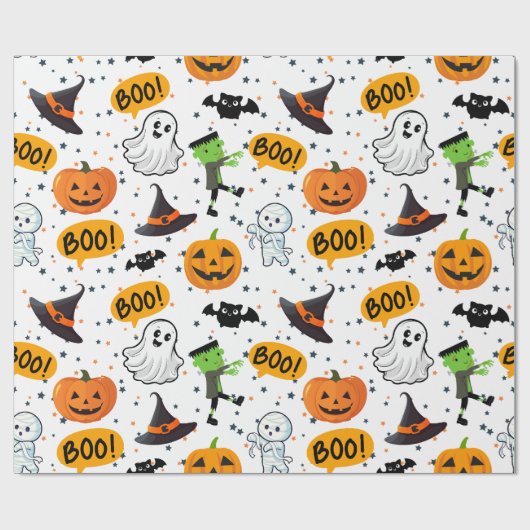 Boo-tifully Schattige Spooktacular Halloween Patte Cadeaupapier (Vlak)